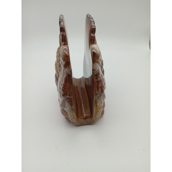 Vintage Turkey Salt & Pepper Shakers Glazed With Napkin Holder - Picture 7 of 12